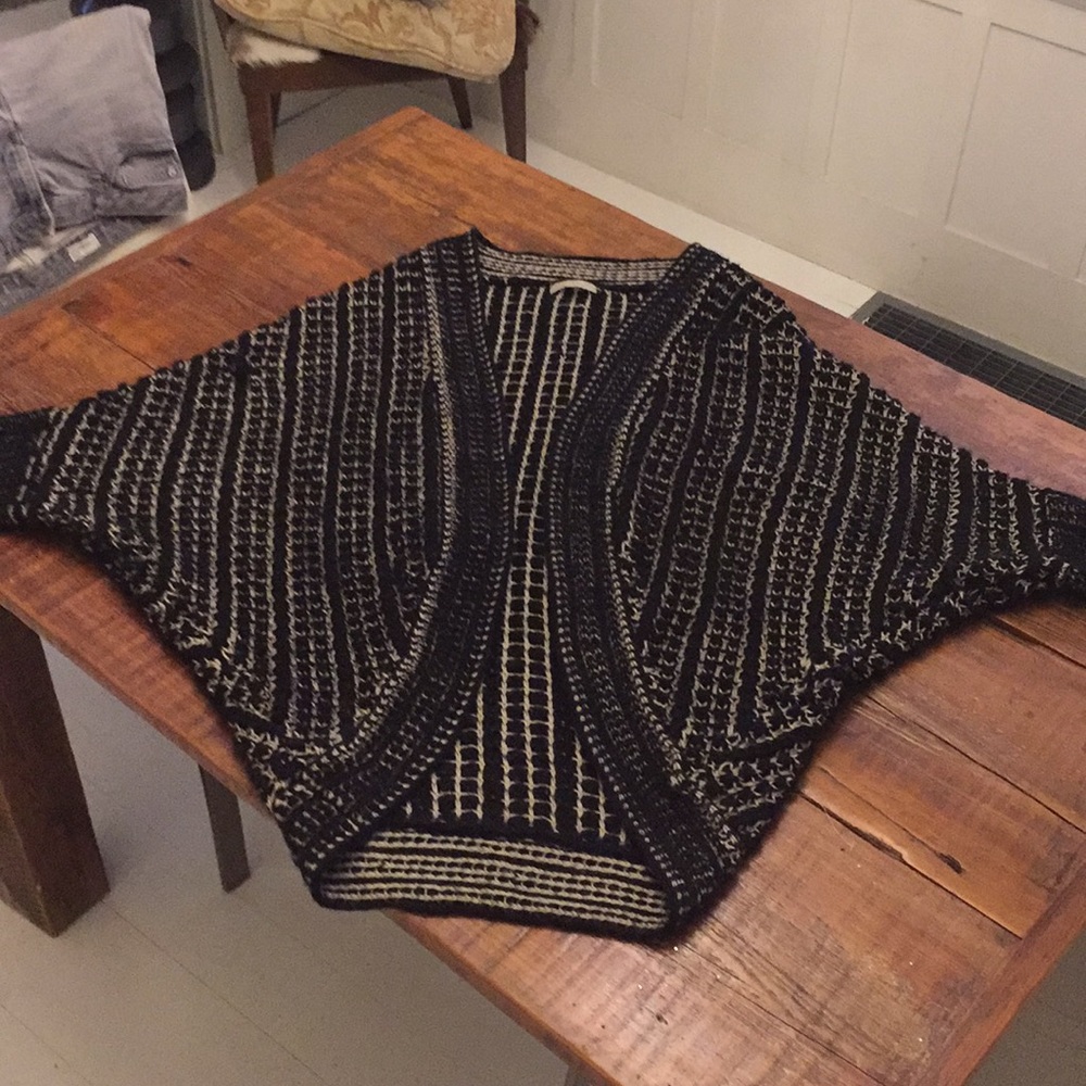 Joan Vass sz medium Black and Tan sweater jacket